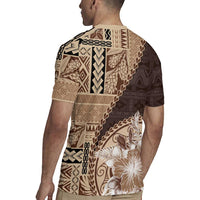 Samoa Siapo Elegant Rugby Jersey Hibiscus Chocolate Brown Motifs LT05 - Polynesian Pride