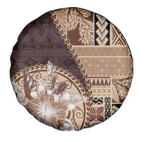 Samoa Siapo Elegant Spare Tire Cover Hibiscus Chocolate Brown Motifs - Polynesian Pride