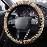 Samoa Siapo Elegant Steering Wheel Cover Hibiscus Chocolate Brown Motifs LT05 - Polynesian Pride
