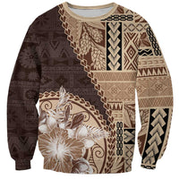 Samoa Siapo Elegant Sweatshirt Hibiscus Chocolate Brown Motifs LT05 Unisex Brown - Polynesian Pride