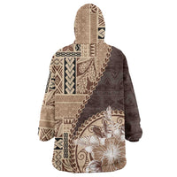 Samoa Siapo Elegant Wearable Blanket Hoodie Hibiscus Chocolate Brown Motifs LT05 - Polynesian Pride