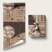 Samoa Siapo Elegant Wrapping Paper Hibiscus Chocolate Brown Motifs LT05 58" × 23" Brown - Polynesian Pride