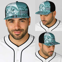 Samoa Siapo Elegant Baseball Net Cap Hibiscus Teal Motifs LT05 - Polynesian Pride