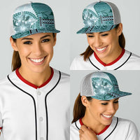 Samoa Siapo Elegant Baseball Net Cap Hibiscus Teal Motifs LT05 - Polynesian Pride