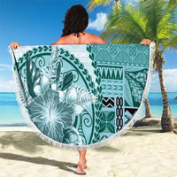Samoa Siapo Elegant Beach Blanket Hibiscus Teal Motifs LT05 - Polynesian Pride