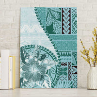 Samoa Siapo Elegant Canvas Wall Art Hibiscus Teal Motifs LT05 Without Frame Teal - Polynesian Pride