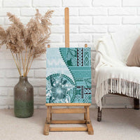 Samoa Siapo Elegant Canvas Wall Art Hibiscus Teal Motifs LT05 - Polynesian Pride