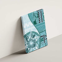 Samoa Siapo Elegant Canvas Wall Art Hibiscus Teal Motifs LT05 - Polynesian Pride