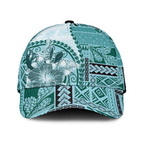 Samoa Siapo Elegant Classic Cap Hibiscus Teal Motifs LT05 Universal Fit Teal - Polynesian Pride