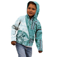 Samoa Siapo Elegant Kid Hoodie Hibiscus Teal Motifs LT05 - Polynesian Pride