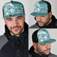 Samoa Siapo Elegant Mesh Trucker Cap Hibiscus Teal Motifs LT05 - Polynesian Pride