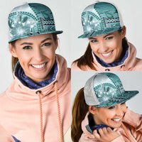 Samoa Siapo Elegant Mesh Trucker Cap Hibiscus Teal Motifs LT05 - Polynesian Pride