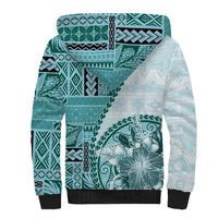 Samoa Siapo Elegant Sherpa Hoodie Hibiscus Teal Motifs LT05 - Polynesian Pride