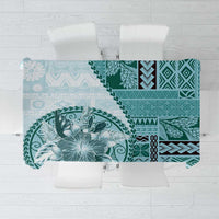 Samoa Siapo Elegant Tablecloth Hibiscus Teal Motifs LT05 Teal - Polynesian Pride