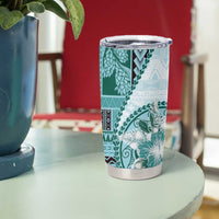 Samoa Siapo Elegant Tumbler Cup Hibiscus Teal Motifs - Polynesian Pride