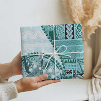 Samoa Siapo Elegant Wrapping Paper Hibiscus Teal Motifs LT05 - Polynesian Pride