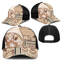 Samoa Siapo Elegant Baseball Net Cap Hibiscus Beige Motifs LT05 - Polynesian Pride
