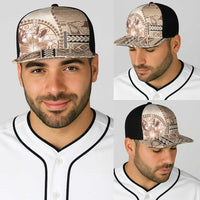 Samoa Siapo Elegant Baseball Net Cap Hibiscus Beige Motifs - Polynesian Pride