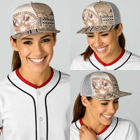 Samoa Siapo Elegant Baseball Net Cap Hibiscus Beige Motifs LT05 - Polynesian Pride