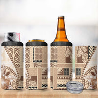 Samoa Siapo Elegant 4 in 1 Can Cooler Tumbler Hibiscus Beige Motifs LT05 - Polynesian Pride
