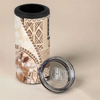 Samoa Siapo Elegant 4 in 1 Can Cooler Tumbler Hibiscus Beige Motifs LT05 - Polynesian Pride