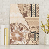 Samoa Siapo Elegant Canvas Wall Art Hibiscus Beige Motifs LT05 Without Frame Beige - Polynesian Pride