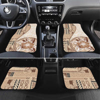 Samoa Siapo Elegant Car Mats Hibiscus Beige Motifs LT05 Set 4pcs Beige - Polynesian Pride