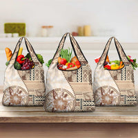 Samoa Siapo Elegant Grocery Bag Hibiscus Beige Motifs LT05 3-pack One Size Beige - Polynesian Pride