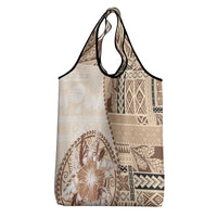 Samoa Siapo Elegant Grocery Bag Hibiscus Beige Motifs LT05 - Polynesian Pride