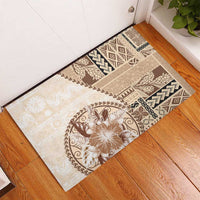 Samoa Siapo Elegant Rubber Doormat Hibiscus Beige Motifs LT05 - Polynesian Pride