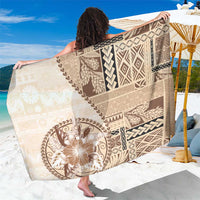 Samoa Siapo Elegant Sarong Hibiscus Beige Motifs - Polynesian Pride