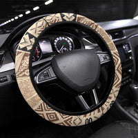 Samoa Siapo Elegant Steering Wheel Cover Hibiscus Beige Motifs LT05 Universal Fit Beige - Polynesian Pride