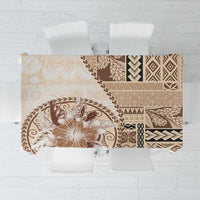 Samoa Siapo Elegant Tablecloth Hibiscus Beige Motifs LT05 Beige - Polynesian Pride
