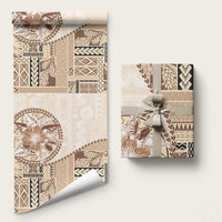 Samoa Siapo Elegant Wrapping Paper Hibiscus Beige Motifs LT05 58" × 23" Beige - Polynesian Pride
