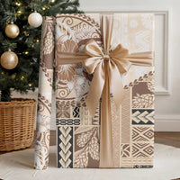 Samoa Siapo Elegant Wrapping Paper Hibiscus Beige Motifs LT05 - Polynesian Pride