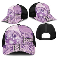 Samoa Siapo Elegant Baseball Net Cap Hibiscus Violet Motifs LT05 - Polynesian Pride
