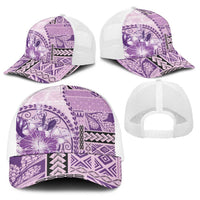 Samoa Siapo Elegant Baseball Net Cap Hibiscus Violet Motifs LT05 - Polynesian Pride