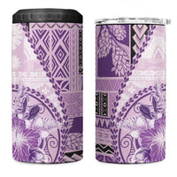 Samoa Siapo Elegant 4 in 1 Can Cooler Tumbler Hibiscus Violet Motifs LT05 One Size: 16 oz Violet - Polynesian Pride