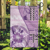 Samoa Siapo Elegant Garden Flag Hibiscus Violet Motifs - Polynesian Pride