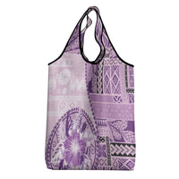 Samoa Siapo Elegant Grocery Bag Hibiscus Violet Motifs LT05 - Polynesian Pride