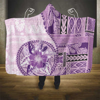 Samoa Siapo Elegant Hooded Blanket Hibiscus Violet Motifs - Polynesian Pride