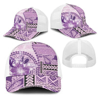 Samoa Siapo Elegant Mesh Trucker Cap Hibiscus Violet Motifs LT05 - Polynesian Pride