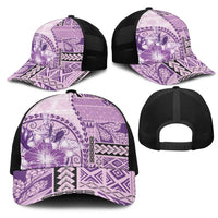 Samoa Siapo Elegant Mesh Trucker Cap Hibiscus Violet Motifs LT05 - Polynesian Pride