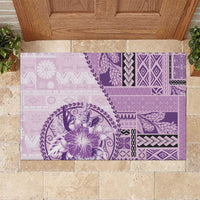 Samoa Siapo Elegant Rubber Doormat Hibiscus Violet Motifs LT05 Violet - Polynesian Pride