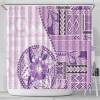 Samoa Siapo Elegant Shower Curtain Hibiscus Violet Motifs - Polynesian Pride
