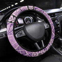 Samoa Siapo Elegant Steering Wheel Cover Hibiscus Violet Motifs LT05 Universal Fit Violet - Polynesian Pride