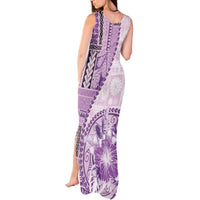 Samoa Siapo Elegant Tank Maxi Dress Hibiscus Violet Motifs LT05 - Polynesian Pride