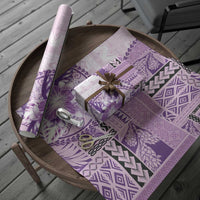 Samoa Siapo Elegant Wrapping Paper Hibiscus Violet Motifs LT05 - Polynesian Pride