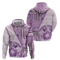 Samoa Siapo Elegant Zip Hoodie Hibiscus Violet Motifs - Polynesian Pride