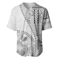 Samoa Siapo Elegant Baseball Jersey Hibiscus White Motifs - Polynesian Pride